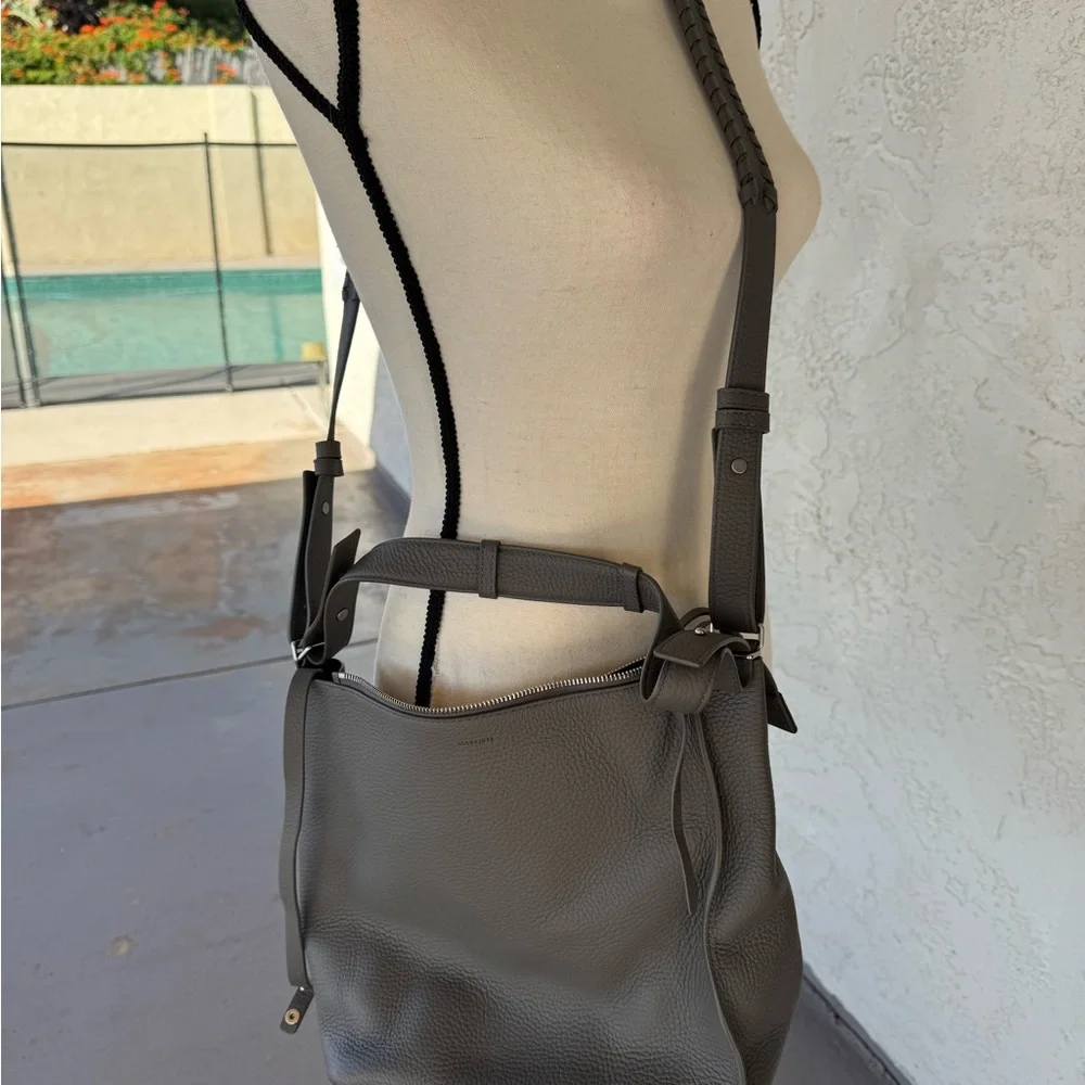 AllSaints Gray Leather Crossbody Bag - Picture 4 of 5